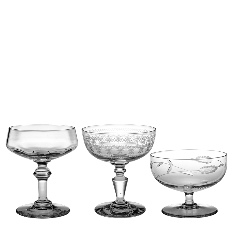 Coupe à champagne Vintage style cristal Ø9-11 cm H7-15 cm 10-17cl