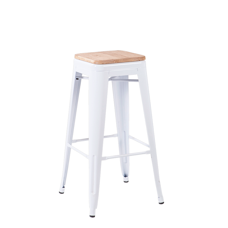 Tabouret industriel avec assise bois H 78 cm