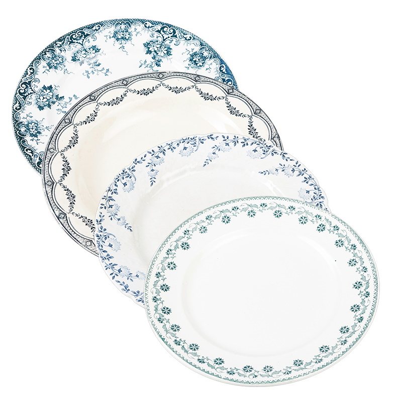 Assiettes Vintage bleu vert