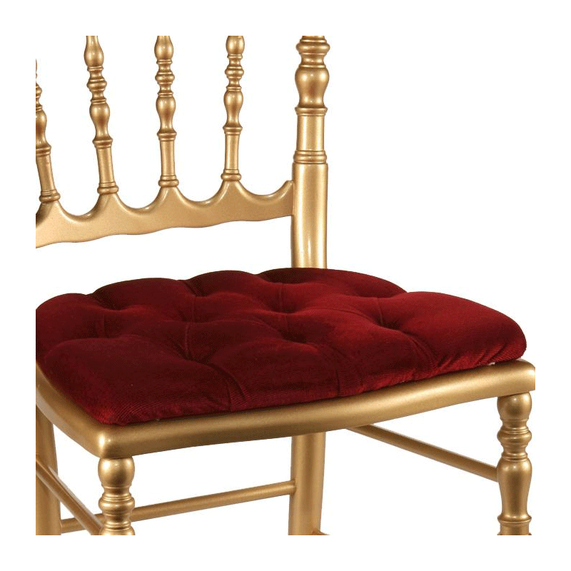 Chaise Napoléon III dorée fixe velours rouge