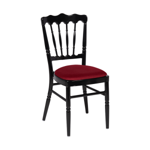 Chaise Napoléon noire en aluminium avec galette bordeaux